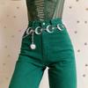 Harajuku Punk Moon Metal Belts Women Vintage High Waist Chain Waist Belts Gothic Moon Sun Sliver Pendant Belts Female