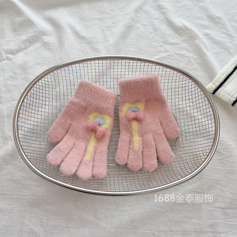 - Years Old Children's Gloves Autumn and Winter Warm Love Lollipop Finger Gloves Girls Fleece Thicker
