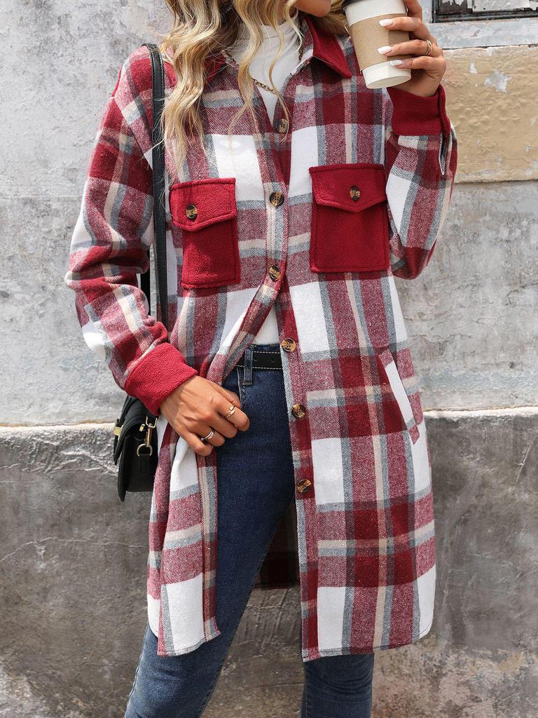 European & American Autumn/Winter Retro Plaid Shirt Jacket
