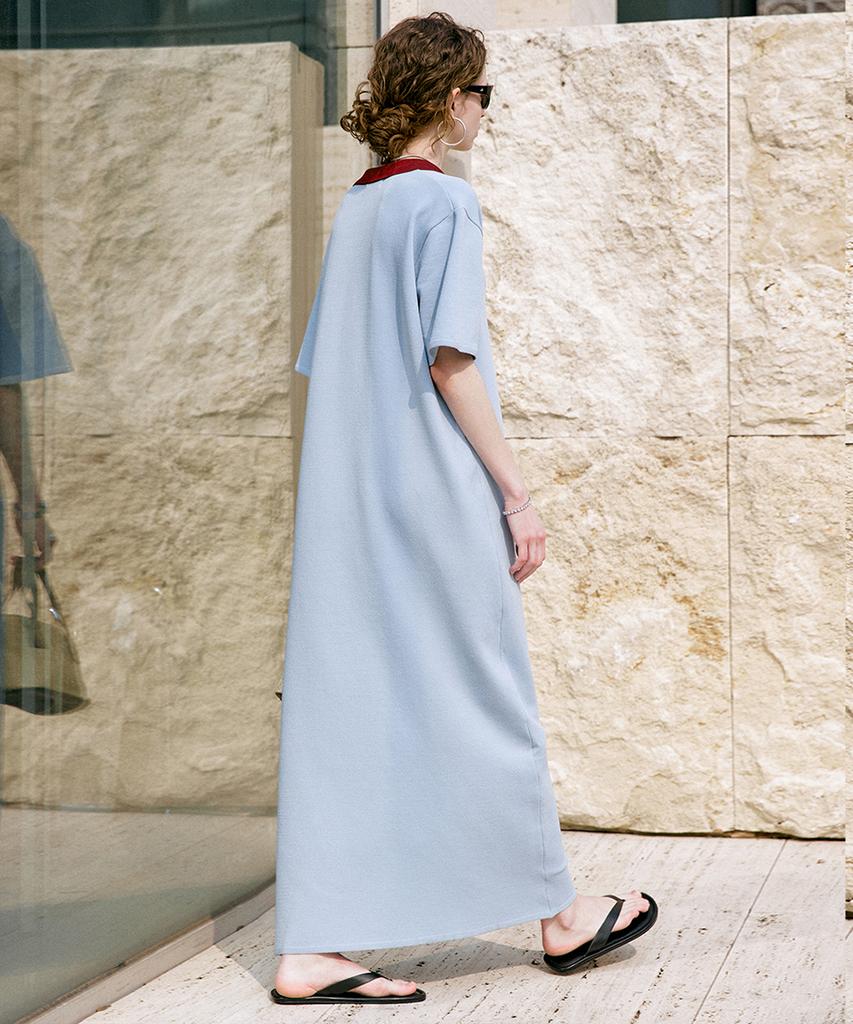 Dyuidyui V-Collar Long Dress_Blue