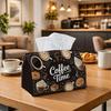 1pc Cafe Coffee Motif Tissue Box - Dark Chalkboard Cozy Napkin Storage Box, Suitable for Rolls/facial Tissues/single Sheets, Multi-functional Storage
