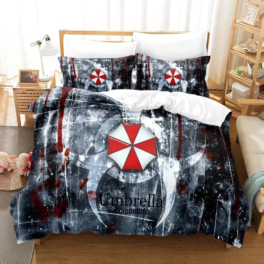 

3D Umbrella Bedding Set Zombie Company Printed Bed Set Duvet Cover Pillowcase Bed Linen Sheet Quilt Cover Full Queen King Size AU Single 140x210cm