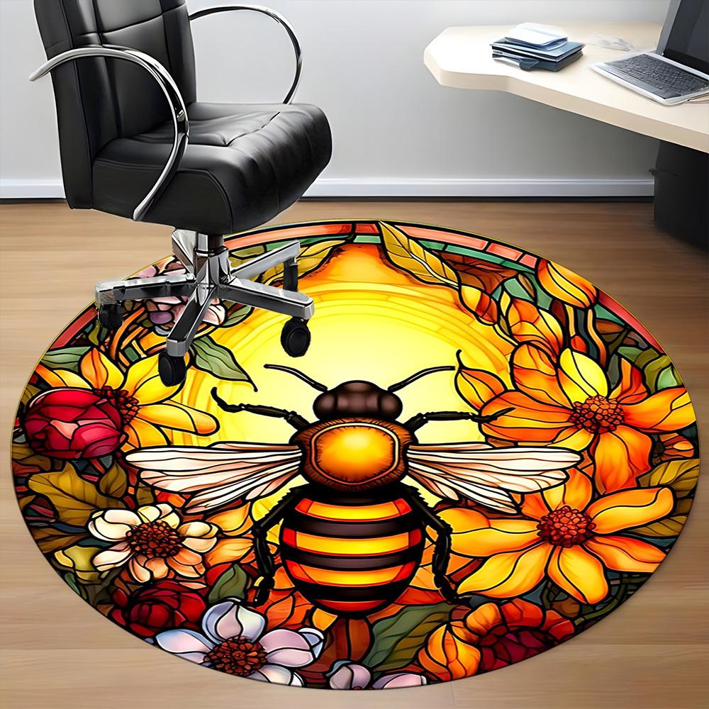 1pc Honeybee Stained Chair Carpet for Office Non-Slip, Machine Washable Rug for Office, Room - Holiday Decor, Machine Made yy251016098