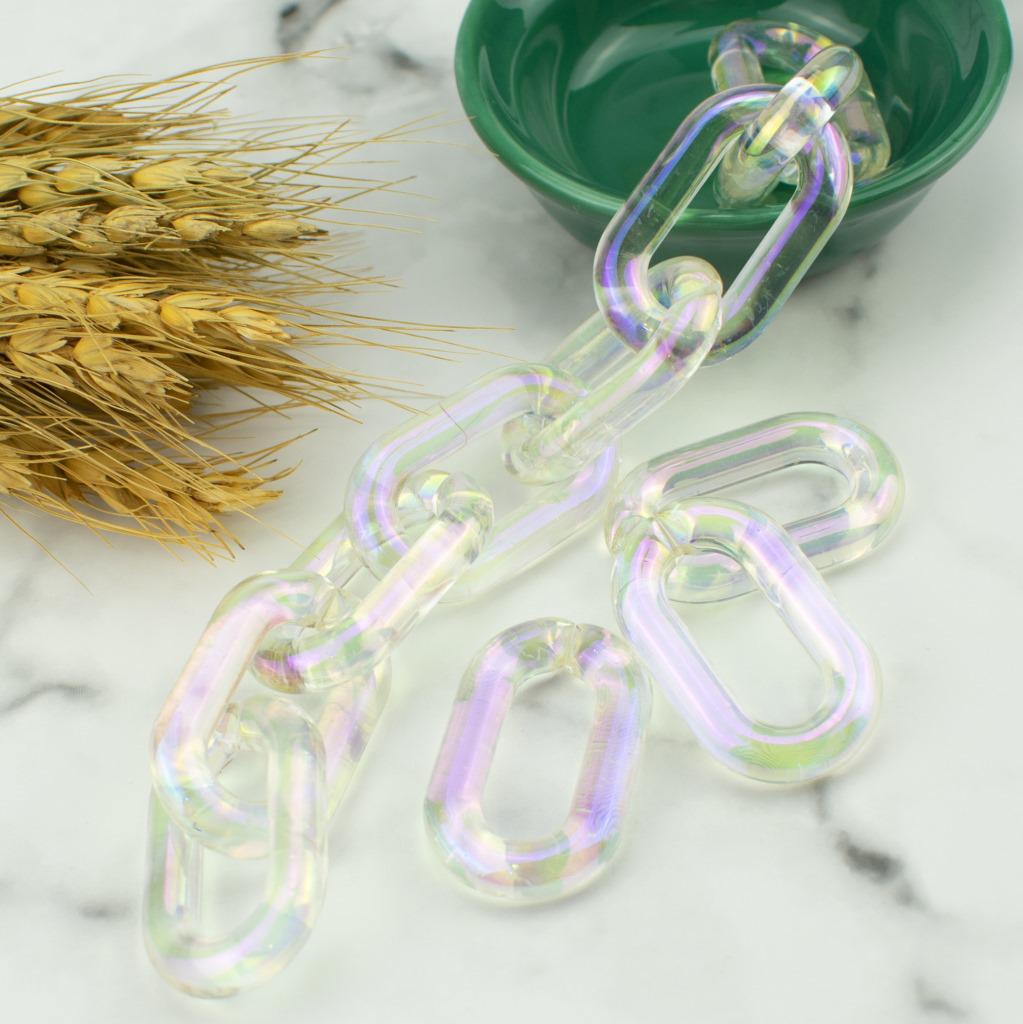 

Прозрачная акриловая переливающаяся цепочка AB, вставка-пряжка, открытое кольцо, ювелирный аксессуар, 24*39.