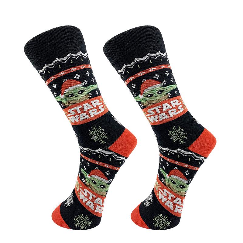 Calcetines Navideños de Media Caña de Yoda - Calcetines de Punto de Algodón Modernos para Hombres y Parejas