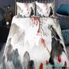 Set da letto paesaggistico in stile cinese Set copripiumino con fiori di prugno con federa Biancheria da letto Singolo Matrimoniale King Size Set piumone