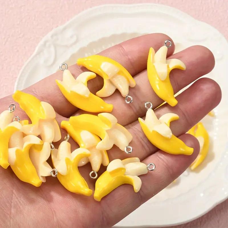 15 Realistic Banana Ornaments - with Hanging Rings, Can Be Used for DIY Jewelry Making, Keychains, Bag Decoration - Cute Banana