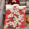 Crimson Blossom Flannel Blanket Warm Soft Halloween Christmas Couch Warm Cozy Decorative Decor Gift for All Season