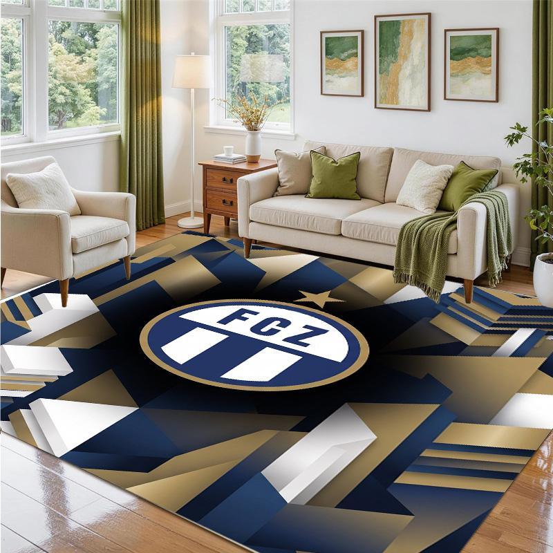 FC Zürich Design Crystal Velvet Rug Soft Decorative Mat for Bedroom Entrance