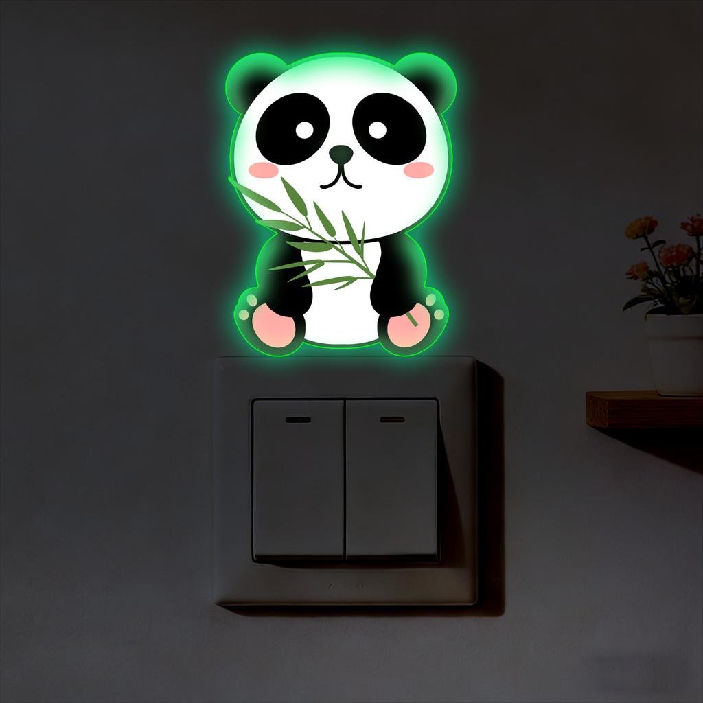 Night Light Cartoon Panda Bedroom Living Room Bathroom Switch Decoration Sticker