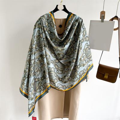 New Four Seasons Available New Silk Large Size Thin Outer Wear Neck Protection Scarf Sunscreen Warm Beach Towel For Women