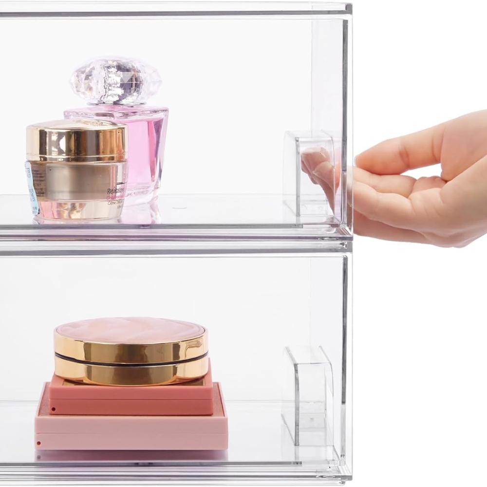 4er-Pack durchsichtige stapelbare Schubladen (4,4'' groß): Für Badezimmer-Make-up, Waschtische, Unterschränke, Küchenschränke/Vorratskammern – ideal für die Organisation zu Hause.