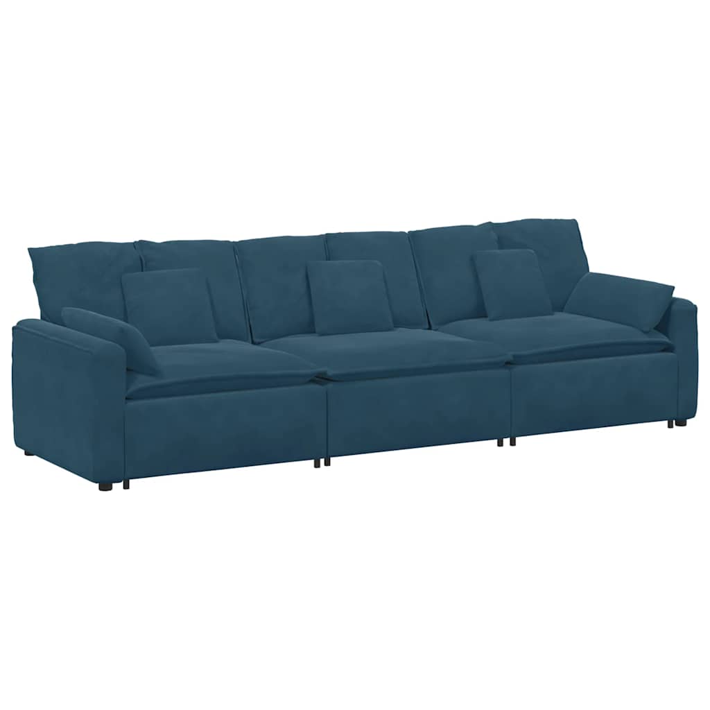 Modular Sofa with Cushions Blue