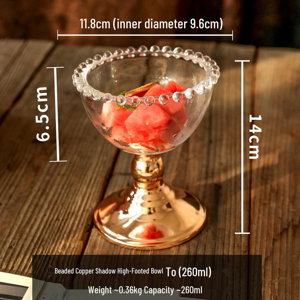 French High-Stemmed Glass Dessert Bowl - Ideal for Ice Cream, Sorbet, Sugar Water, or Other Desserts