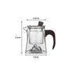 Tetera de Cristal de 500ML con Infusor Mango de Madera Resistente al Calor Hervidor de Té Kung Fu con Tapa Tetera de Cristal Transparente para Té Puer Juego de Té