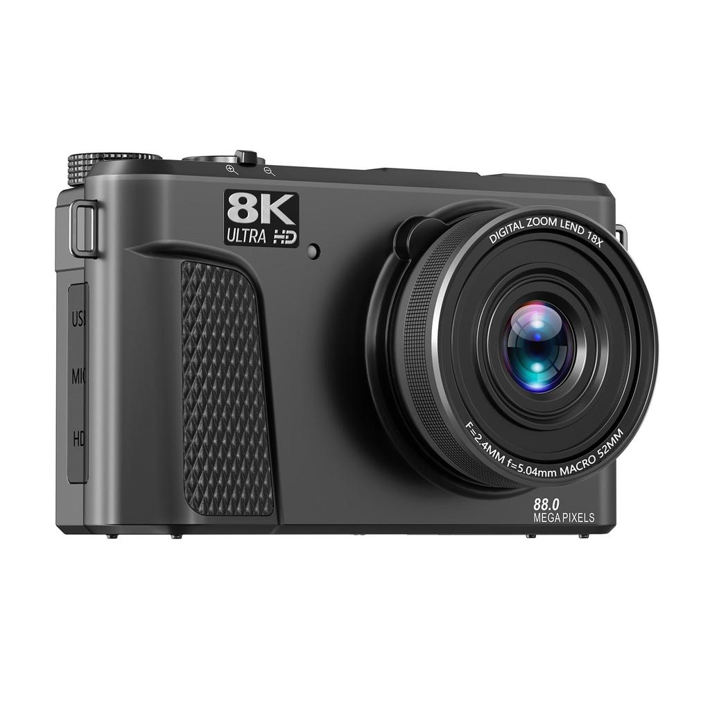 Digital Camera 8K 88MP 18x Zoom Autofocus WiFi Travel Camera with 3 Inch Flip Screen Multiple Filters Fill Light for