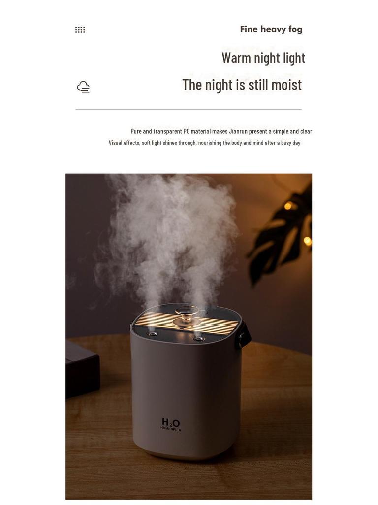 Umidificador de mesa silencioso de 1,2 L com spray duplo e carregamento USB