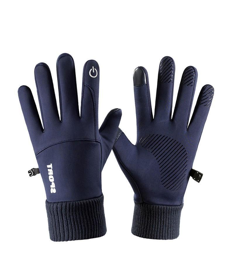 Touchscreen-Enabled Windproof Waterproof Warm Men'S Cycling Gloves Touch Screen Winter Velvet Anti Slip Adult Mountaineering