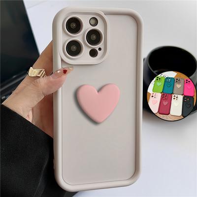 For Iphone 14 15 13 12 11 Pro Max Cute Love Heart Matte Case For Apple X Xr 6 7 8 Plus Silicone Back Cover On 15pro 14pro 13pro