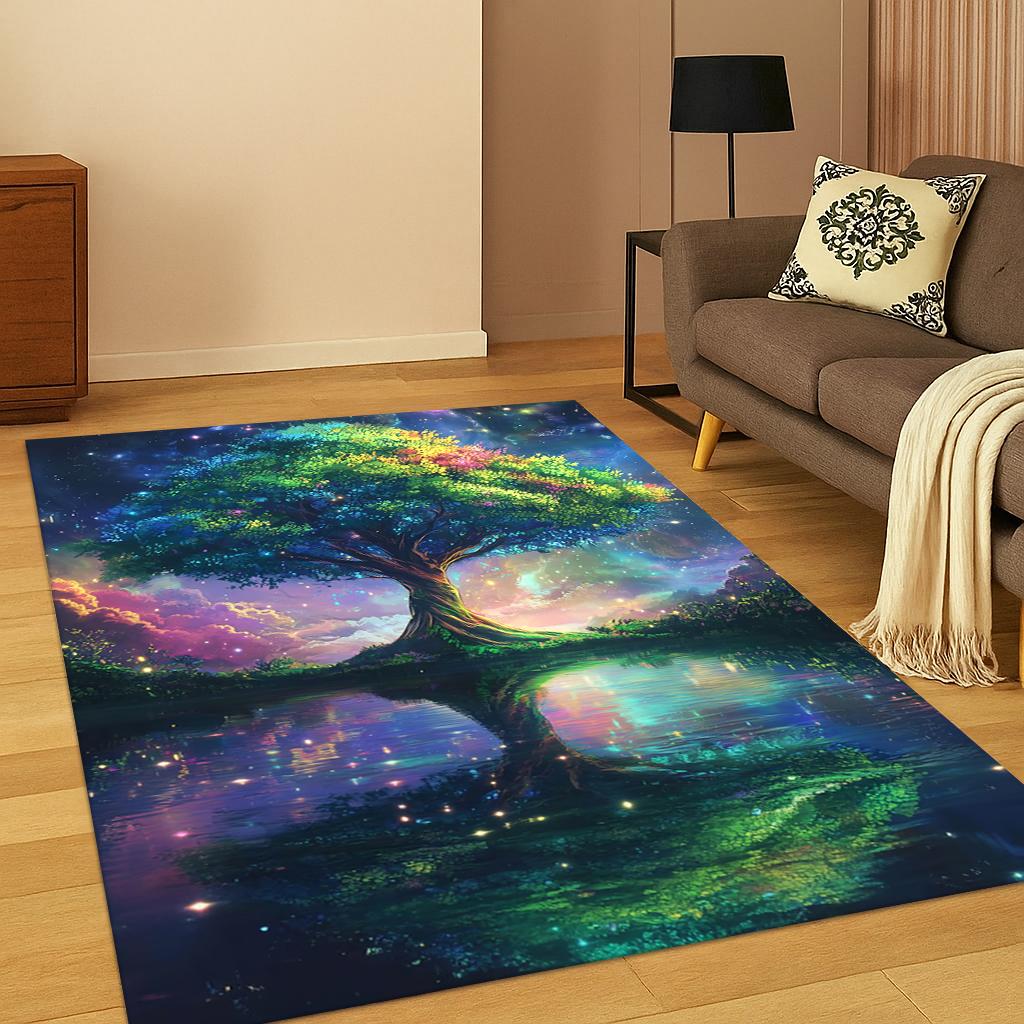 Nature Viking Yggdrasil Norse Tree Of Life Carpet Rug For Bedroom Living Room Sofa Doormat Kitchen Decor,Kid Play Non-Slip Mat