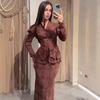 European and American Spring Retro Elegant Temperament Long-sleeved Top Slim-fitting Long Dress Dress Women