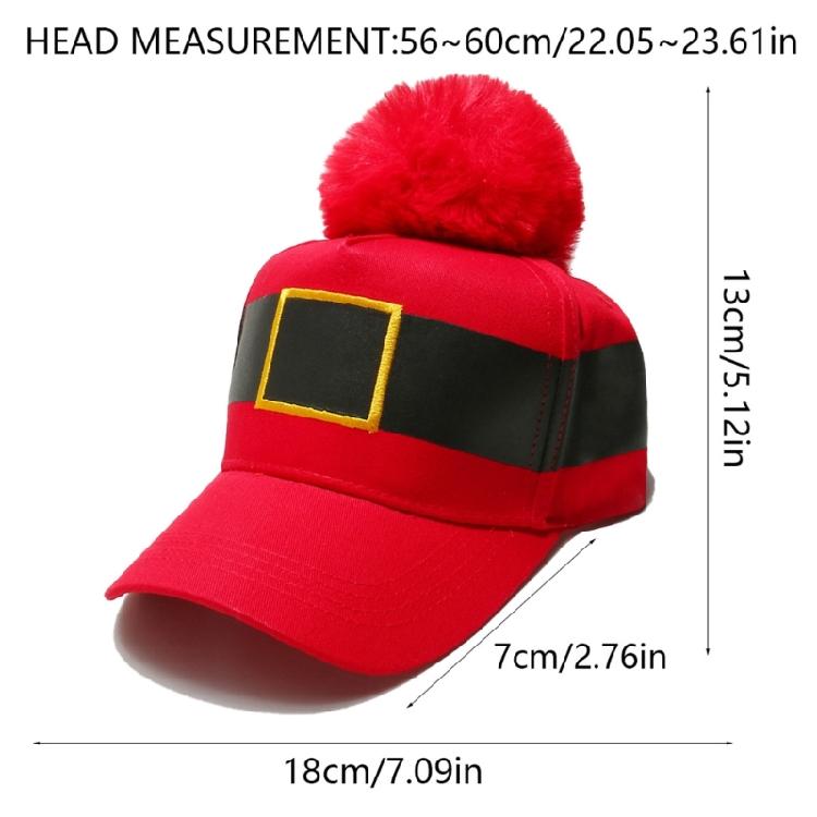 Christmas Baseball Hat Unisex Cosplay Costume Lovely Bobbles Santa Hat Stage Props Hat Festival Headwear for Adult Teens