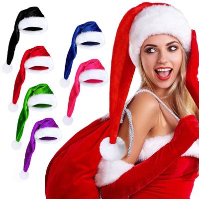 Long Christmas Santa Hat For Adults Unisex, Xmas Velvet Plush Christmas Hat For Holiday Festival Party Decor Costume