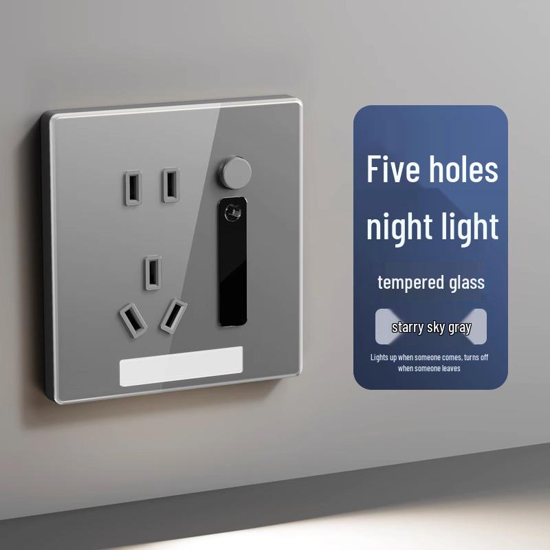 LED Night Light Socket with Motion Sensor, Recessed 86-Type for Floor, Staircase, Corridor, or Bedside.
