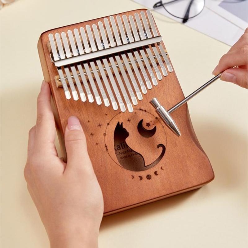 Mini Kalimba Wood Thumb Piano Portable 17 Keys Mini Kalimba for Kids, Adults & Beginners Finger Piano with Tuning Hammer