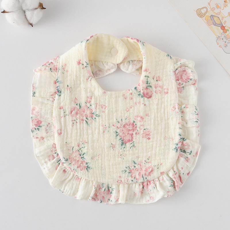 Ruffle Baby Drool Bibs: Pure Cotton Printed Lace Bibs