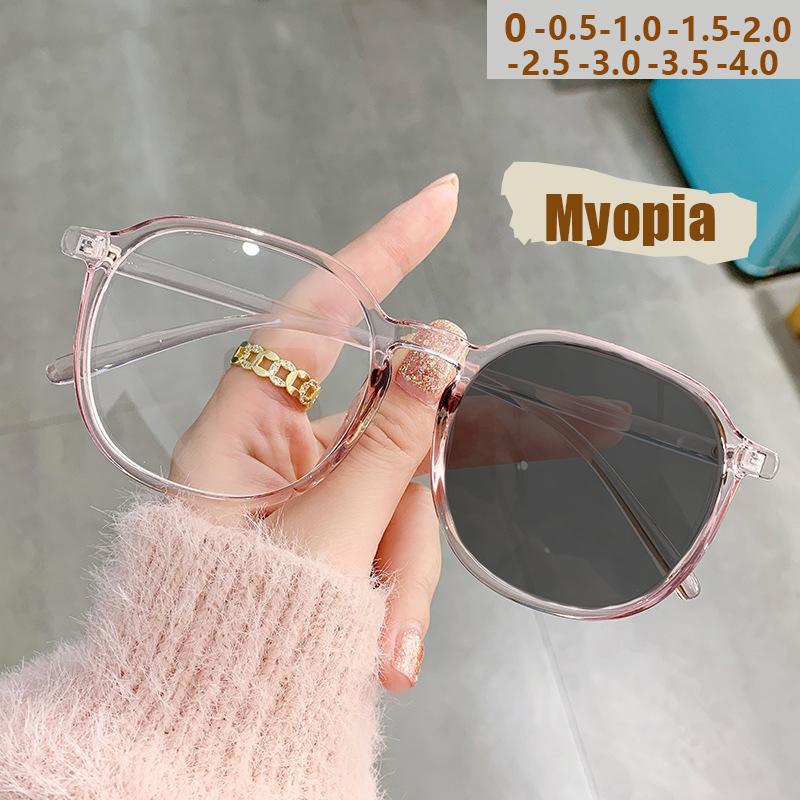 Black Frame Color Changing Glasses For Women Myopic High Looking Student Slimming Big Face Trendy Flat Frame 21007 1