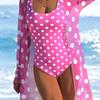 Neuer Europäischer und Amerikanischer Bikini Badeanzug Damen Print Langarm Netz Urlaubs Strand Badeanzug Zweiteilig Eng