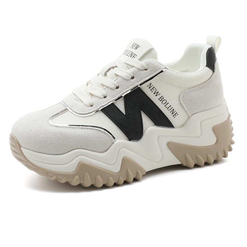 JCB new summer casual soft-soled thick-soled lace-up breathable inner heightening board shoes 34