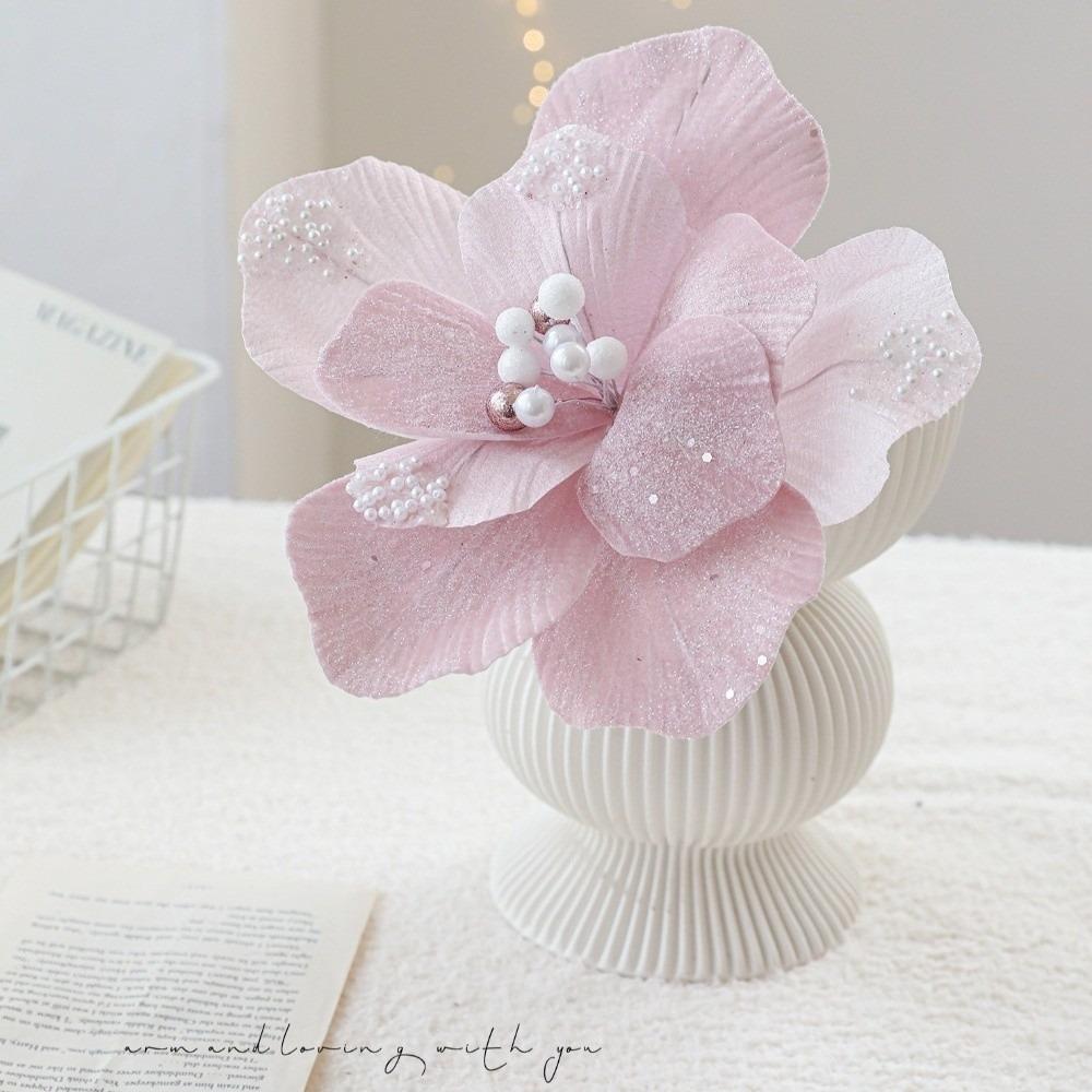 New 24CM Artificial Poinsettia Flower Sequins Sparkling Christmas Glitter Flower Glitter Sequins Flower New Year Festival