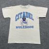 Maglietta Vintage Anni '90 Citadel Bulldogs Military College L 21x28 Righe Grigio Bianche