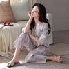 Woven cotton gauze pajamas women's summer pure cotton seven-quarter sleeves spring and summer cotton thin large-size summer loungewear set