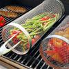 Rolling Grilling Basket Round Stainless Steel Grill Basket for Outdoor Grilling Fish Shrimp Meat Vegetables Fries Small 20x9.4cm