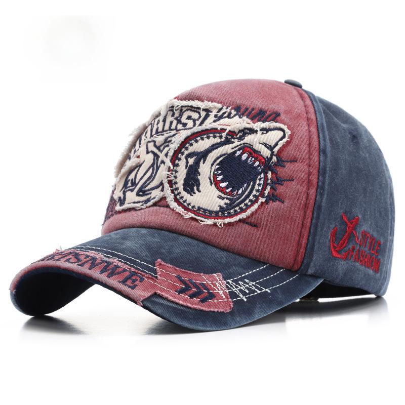 New Embroidered Shark Denim Cap Made Old Washed Trendy Men's Personalized Baseball Cap Women's Sunshade Sunscreen Cap