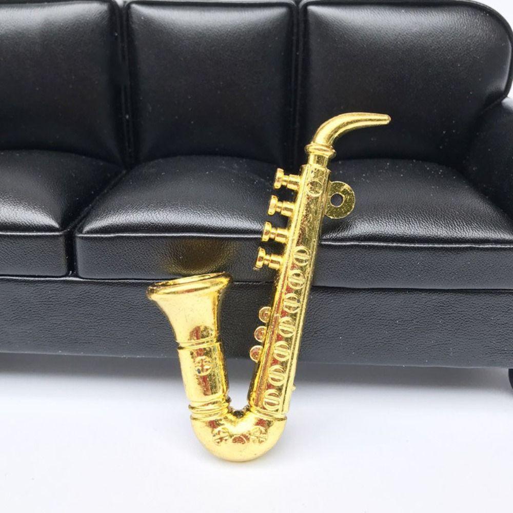 Plastic Plastic Gold Musical Instrument Saxophone Dollhouse Mini Musical  1:12 Dollhouse