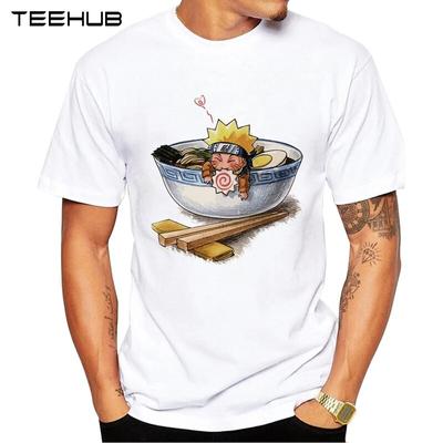 TEEHUB Naruto Love Ramen Camiseta estampada fashion legal com gola O camiseta masculina curta