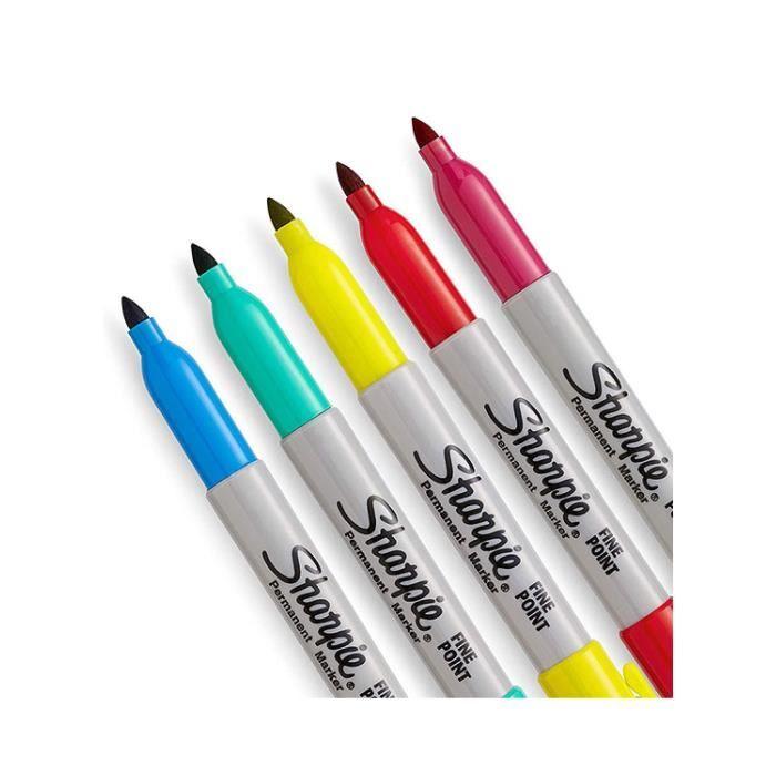 Marqueurs permanents - SHARPIE - 12 pièces - Pointe ogive fine 0.9mm - Couleurs assorties - Indélébile