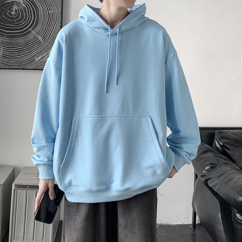 Sweat à capuche décontracté et confortable pour homme, haut ample, couleur unie, pour le sport et le printemps-automne