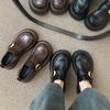 2025 vår og høst nye loafers damesko tykk hæl plattform single sko retro beltespenne britisk stil høydeøkende små skinnsko