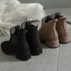 Autumn and Winter Daily All-match Height-enhancing Warmth Ladies European and American Thick-heeled Suede Casual Short Boots