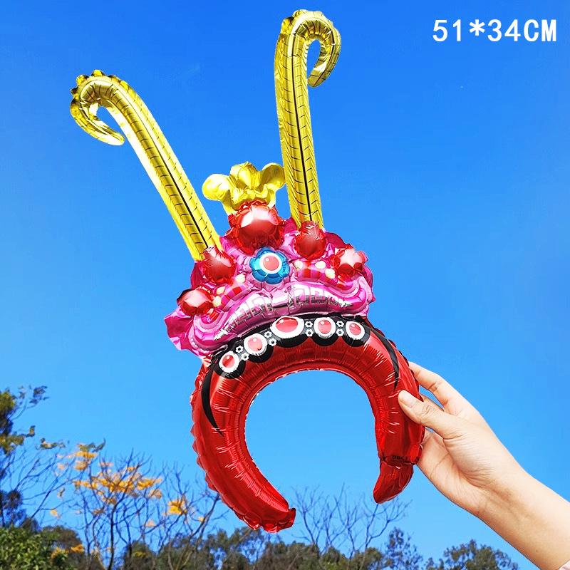 Graduation Season Children'S Baby Aluminum Film Handheld Stick Kindergarten Headband Headband Inflatable Balloon Street Stall Cartoon Headgear