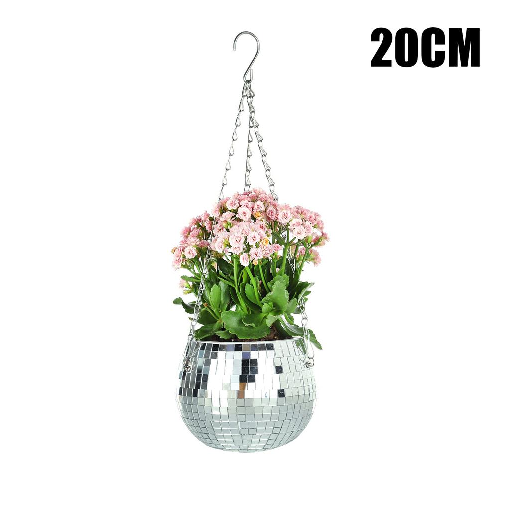 Home Hanging Mirror Ball Planter Decorative Plant Pots Hanging Flower Pot for Indoor Outdoor Home Garden Decor WWO66
