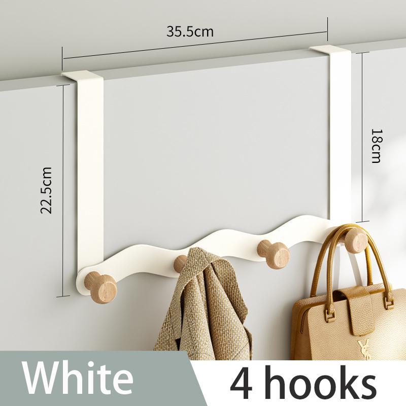 Wave Shape Hook Behind The Door No Punching Required Iron Raw Wood Hanging Clothes Hook Bedroom Wall Storage Clothes Hanger