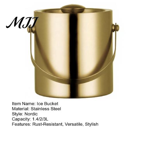 Champagne Ice Bucket Stainless Steel with Lid Double-Wall Insulated Wine Cooler 1.4/2/3L Large Capacity Rust-Proof Barrel for Bars Hotels