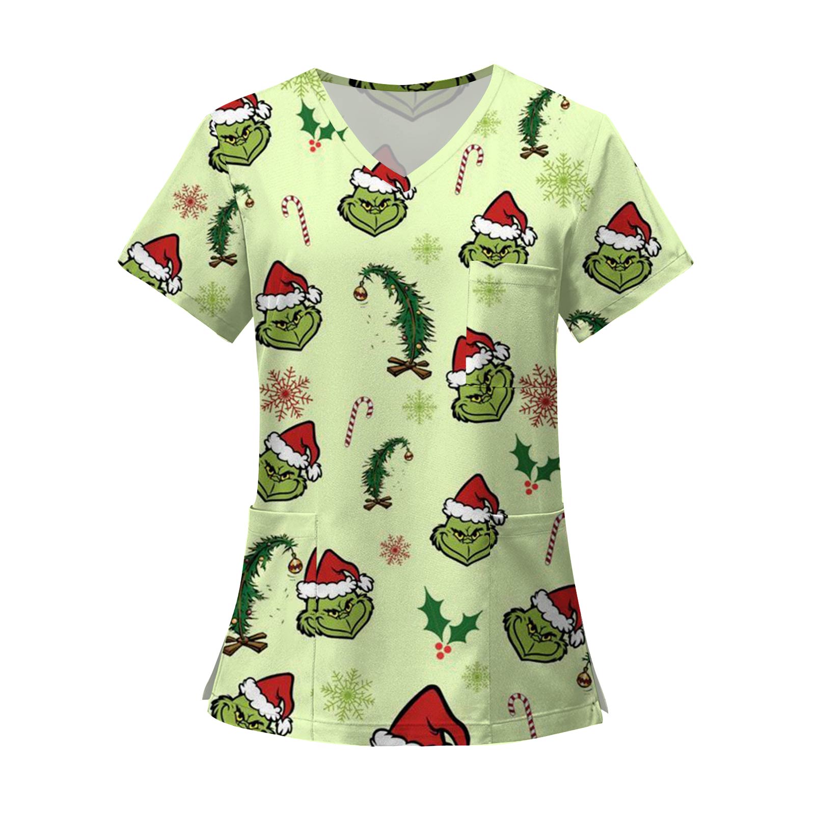 

Женские модные топы с короткими рукавами и V-образным вырезом с принтом, рабочие футболки с карманами XXXXXL