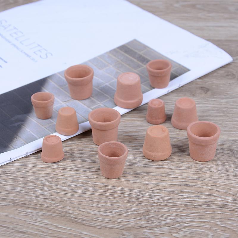 12 Pcs Dollhouse 1:12 Miniature Flower Pot Handmade Red Clay Pot Garden Home